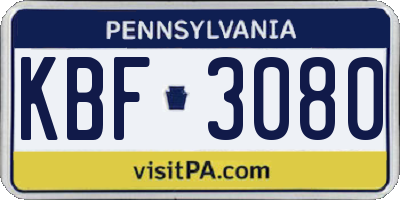 PA license plate KBF3080