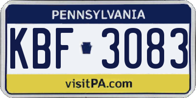 PA license plate KBF3083
