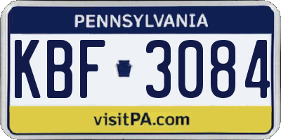 PA license plate KBF3084