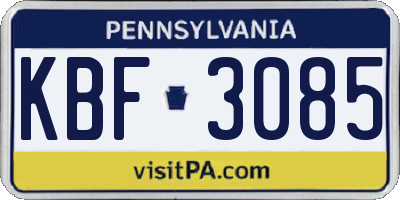 PA license plate KBF3085