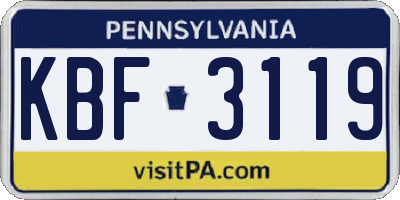 PA license plate KBF3119