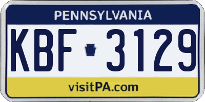 PA license plate KBF3129