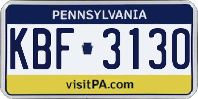 PA license plate KBF3130