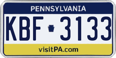 PA license plate KBF3133