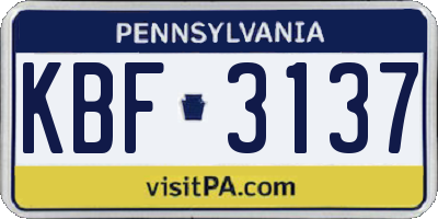 PA license plate KBF3137