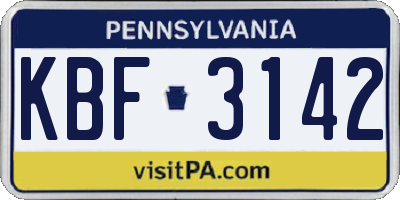 PA license plate KBF3142
