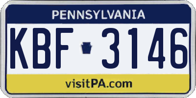 PA license plate KBF3146