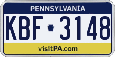 PA license plate KBF3148