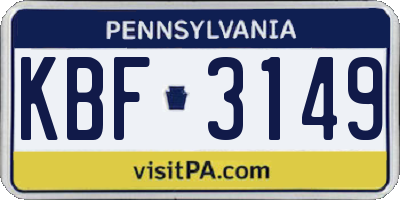 PA license plate KBF3149