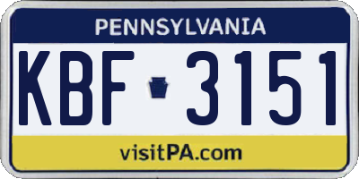 PA license plate KBF3151