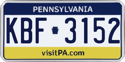 PA license plate KBF3152