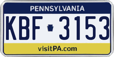 PA license plate KBF3153