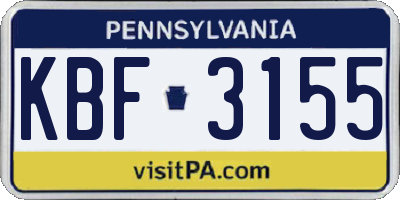 PA license plate KBF3155