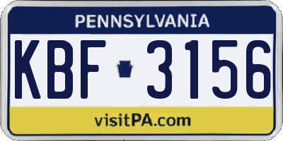 PA license plate KBF3156