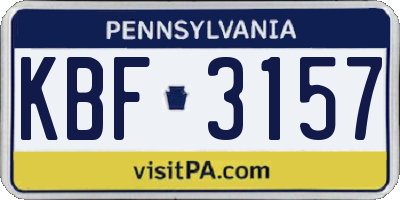 PA license plate KBF3157