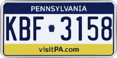 PA license plate KBF3158