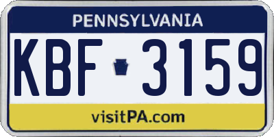 PA license plate KBF3159