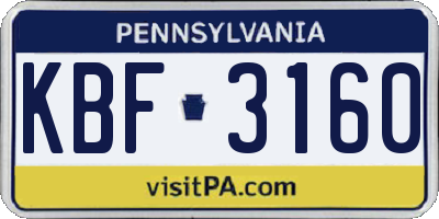PA license plate KBF3160