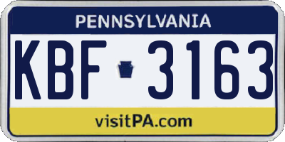 PA license plate KBF3163