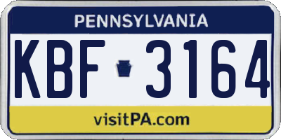 PA license plate KBF3164