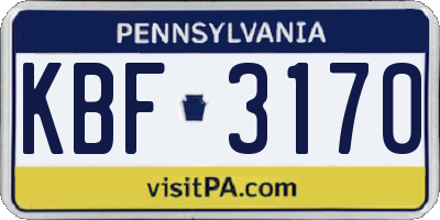 PA license plate KBF3170