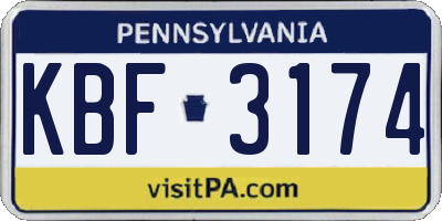 PA license plate KBF3174