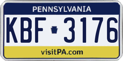 PA license plate KBF3176
