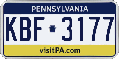 PA license plate KBF3177