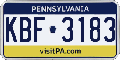 PA license plate KBF3183