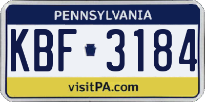 PA license plate KBF3184
