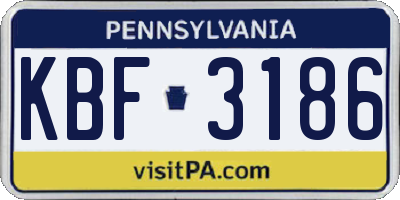 PA license plate KBF3186