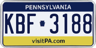 PA license plate KBF3188