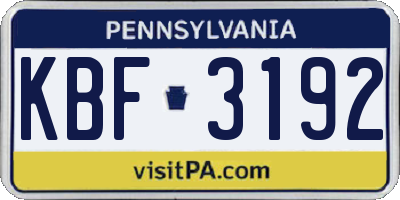 PA license plate KBF3192