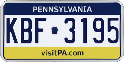 PA license plate KBF3195