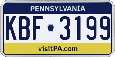 PA license plate KBF3199