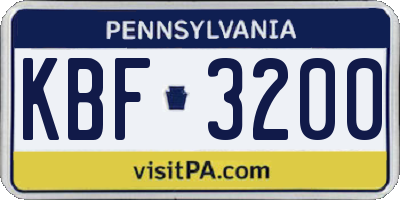 PA license plate KBF3200