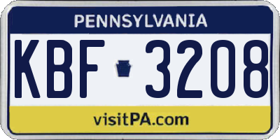 PA license plate KBF3208