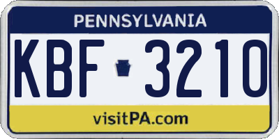 PA license plate KBF3210