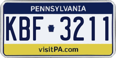 PA license plate KBF3211