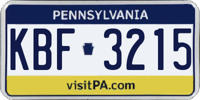 PA license plate KBF3215