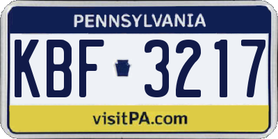 PA license plate KBF3217
