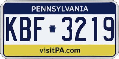 PA license plate KBF3219