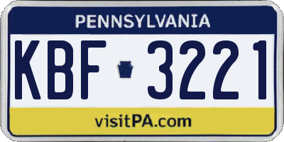 PA license plate KBF3221