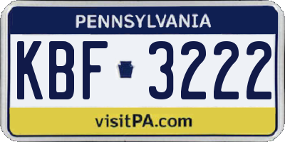 PA license plate KBF3222