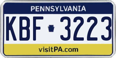 PA license plate KBF3223