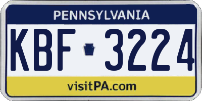 PA license plate KBF3224