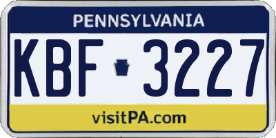 PA license plate KBF3227
