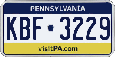 PA license plate KBF3229