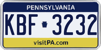 PA license plate KBF3232