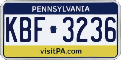 PA license plate KBF3236
